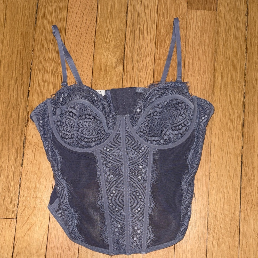 Garage Blue Lace Corset Top